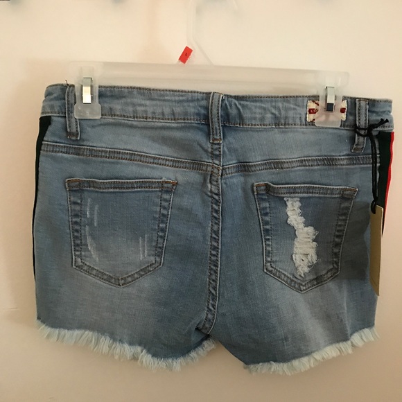 Destroyed Side Stripe Jean Shorts NEW - Picture 2 of 8